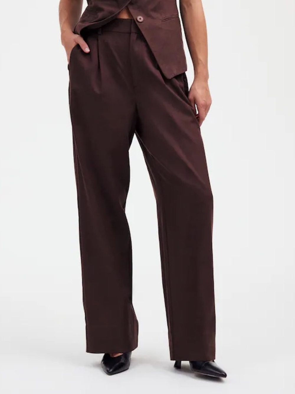 Madewell Slouchy Straight Pant Slim Wide Trouser Dark Carob Brown 00 $118 NS271